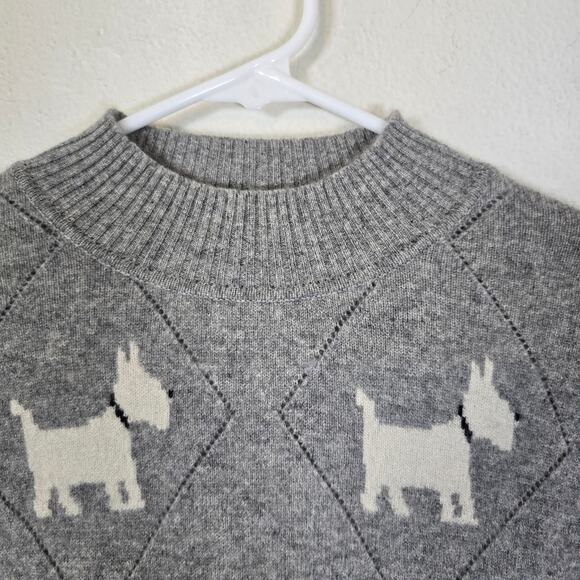 Adorable Scottie Dog Sweater Women's XS/S Gray White Argyle Cashmere? Academia - Picture 4 of 7